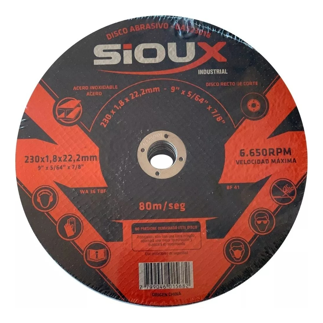 Disco Abrasivo Corte Extrafino Industrial 9 PuLG Sioux (x25) Color Rojo - Imagen 2