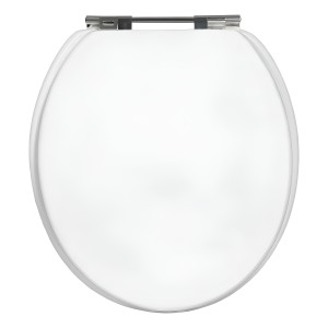 Tapa De Inodoro Water Madera Mdf Con Herrajes Metálicos Color Blanco