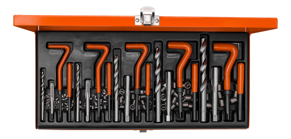 Juego Kit Insertos De Rosca 131 Piezas Aut29 Hamilton Color Naranja