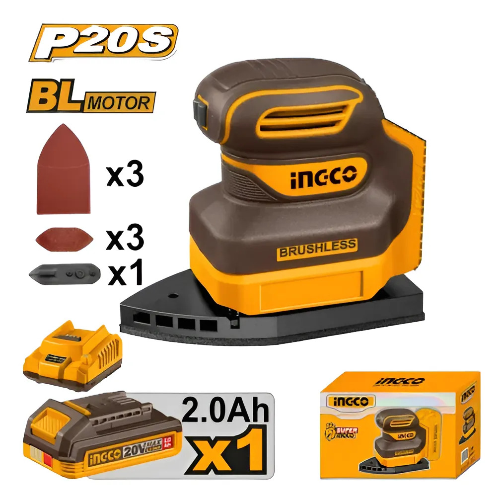 Lijadora Orbital Delta A Bateria P20s 20v + Lijas Ingco