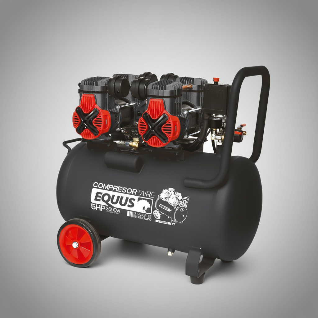 Compresor Sin Aceite Silencioso 5 Hp 100l Equus Rojo 50hz - Rojo - 50hz - Imagen 3