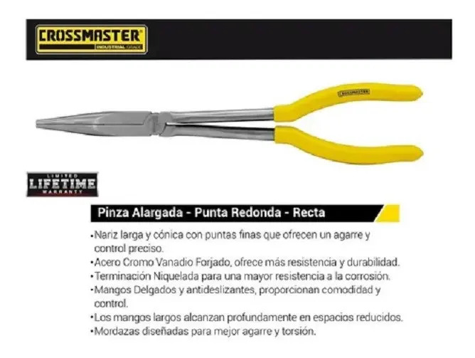 Pinza Alargada Punta Redonda Recta 280 Mm 11 Crossmaster - Imagen 2