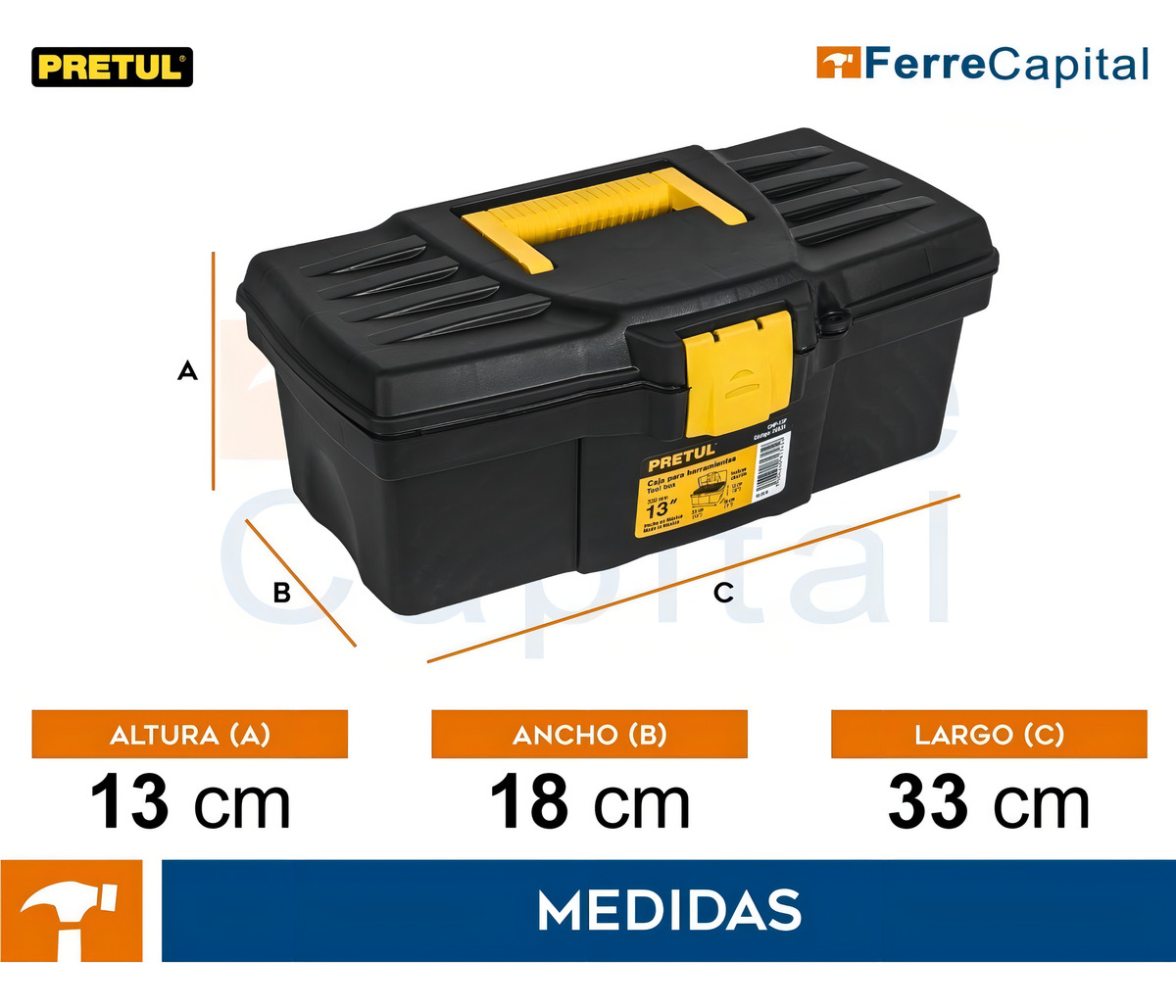 Caja Herramientas 13'' En Polipropileno - Pretul Negro - Imagen 5