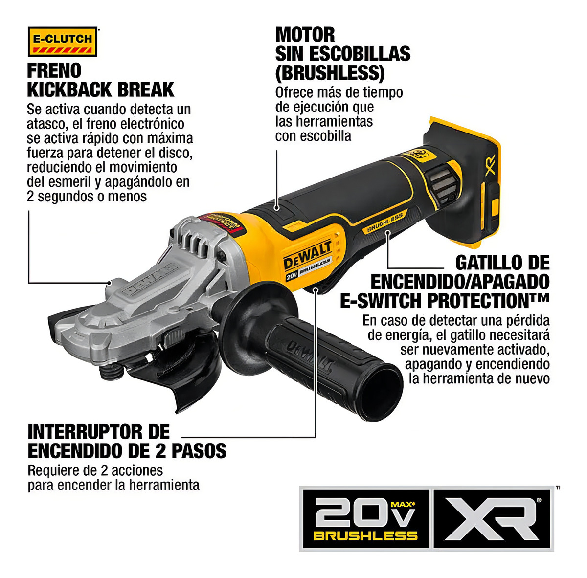 Miniamoladora Angular Inalámbrica Dewalt Max Dcg413fb De 50 - Imagen 3