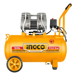 Compresor 50lt 1.6hp Libre Aceite Bajo Ruido Acs112501 Ingco Amarillo 50hz/60hz Bifásica