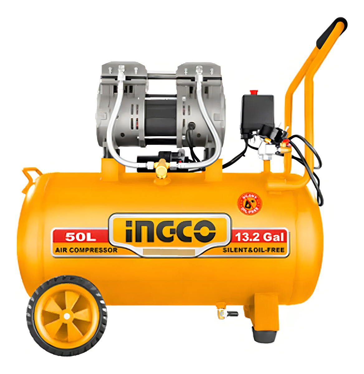 Compresor 50lt 1.6hp Libre Aceite Bajo Ruido Acs112501 Ingco Amarillo 50hz/60hz Bifásica