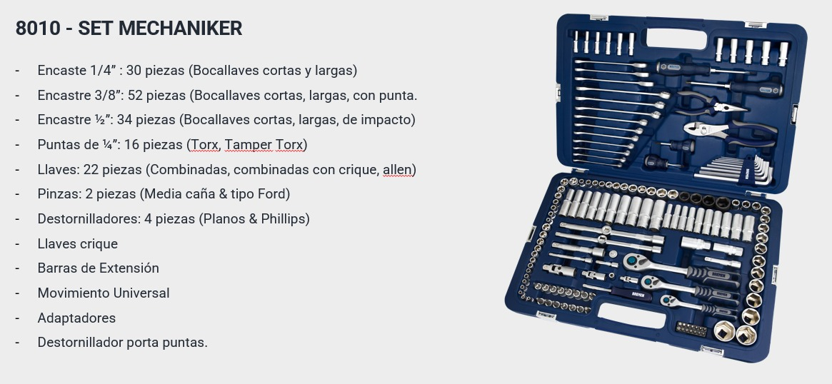 Set Herramientas Llaves Tubo Bremen Mechaniker 160pz 8010 Azul - Imagen 4