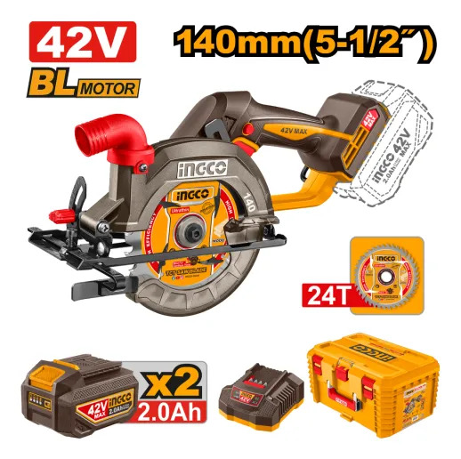 Sierra Circular A Bateria 42v 140mm + 2bat Ingco Csli4214012 - Imagen 3