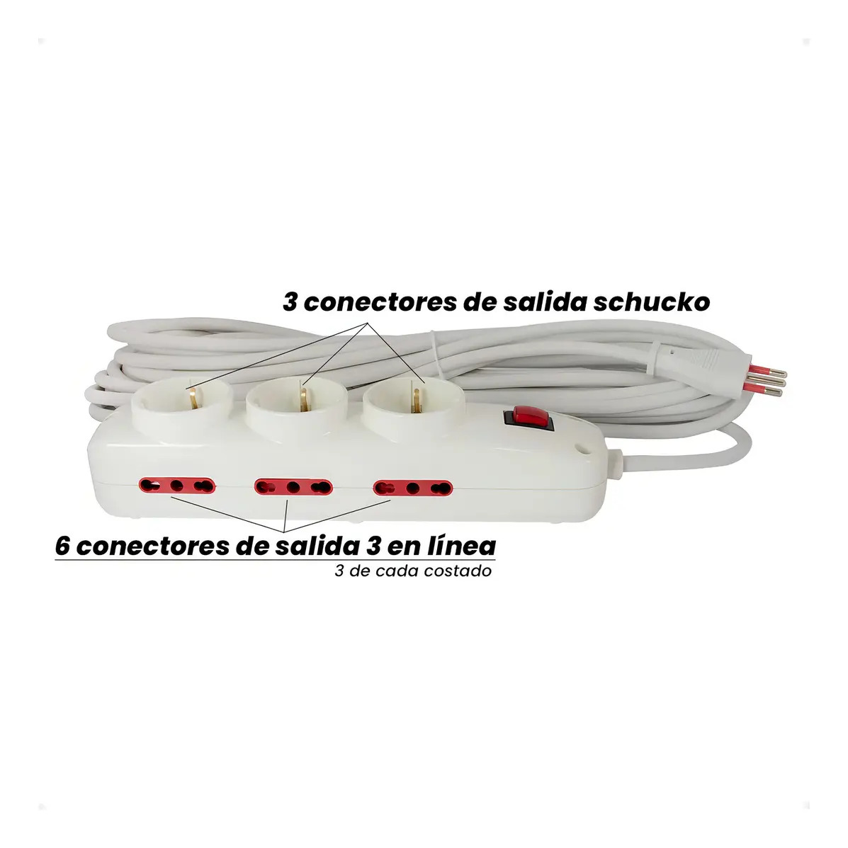 Alargue Zapatilla 3 Schuko Más 6 Modular 3 Mts Conatel - Imagen 5