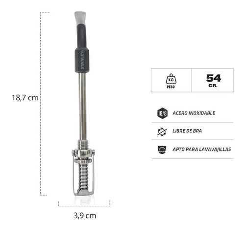 Bombilla Para Mate Stanley Spring Color Negro - Imagen 3