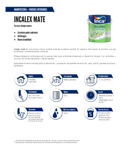 Incalex Mate De Inca Pinturas Para Interiores 4 Lts. Color B - Imagen 3