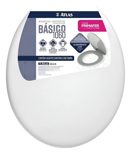 Asiento Tapa De Inodoro Blanca Plástico Universal Sanremo Co