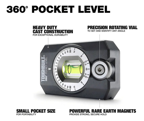 Toughbuilt Nivel De Bolsillo De 360 Grados (tb-h2-l-4r) - Imagen 2