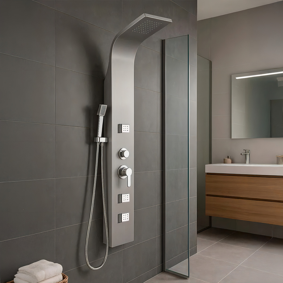 Columna De Ducha Inox Doble Duchero + 3 Jets + Monocomando - Imagen 5