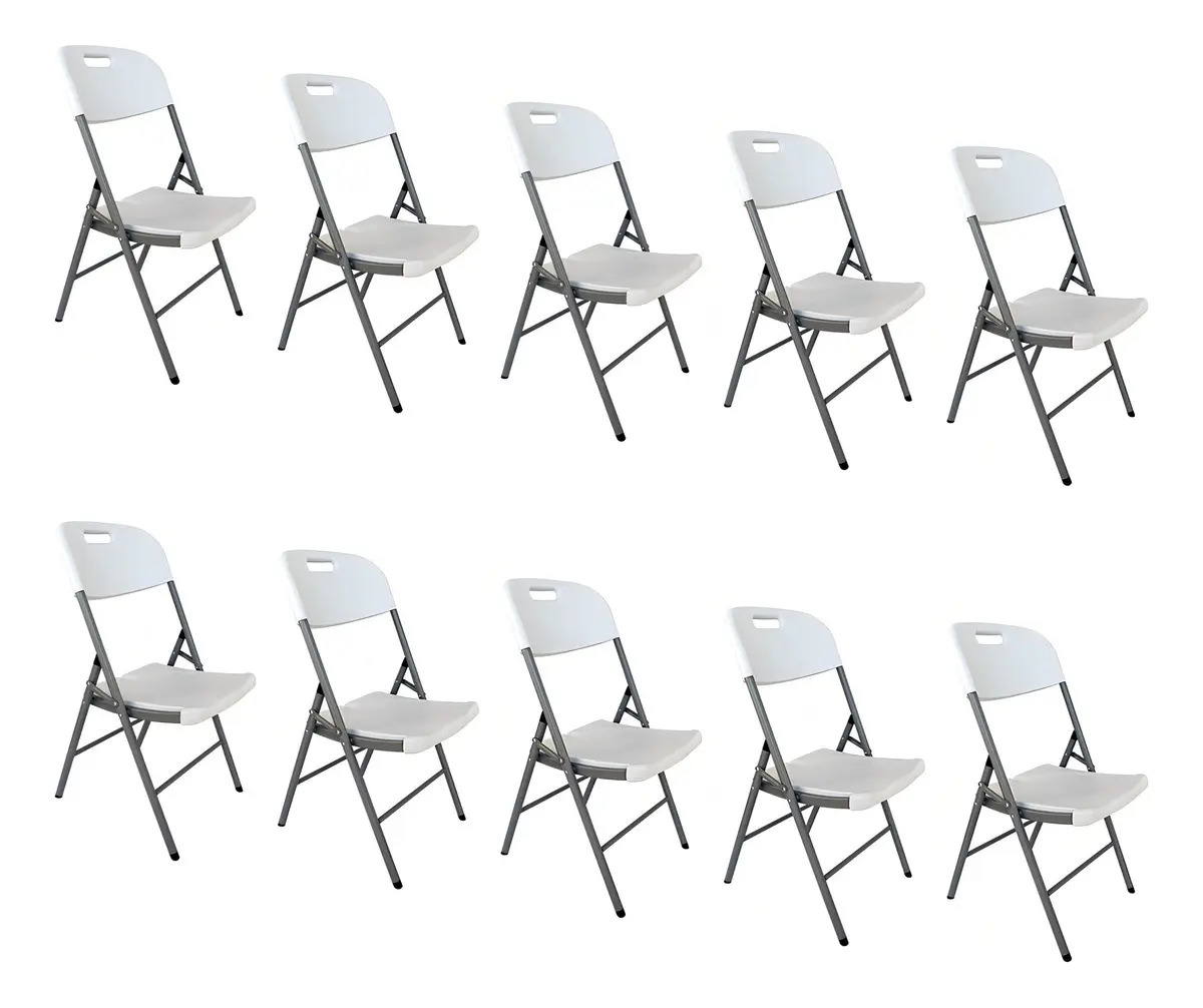 Silla Plegable Linium Eventos Plástico Resistente Set De 10 Color Blanco
