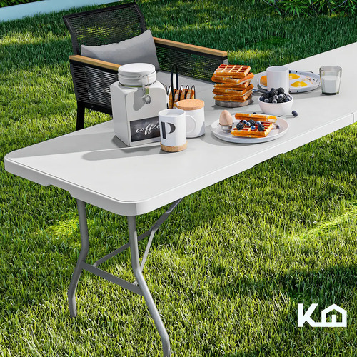 Mesa Plegable 1.80 Mts Portatil Portafolio Eventos Jardin Color Blanco - Imagen 9