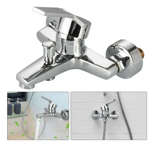 Monocomando Tushop Pileta Baño Acero Inoxidable Brillante Montaje Pared Plateado - Imagen 2