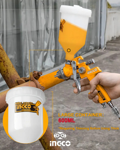 Pistola Pintar 1,4mm Auto Tunig Ingco Asg1061 600cc Color Anaranjado - Imagen 7