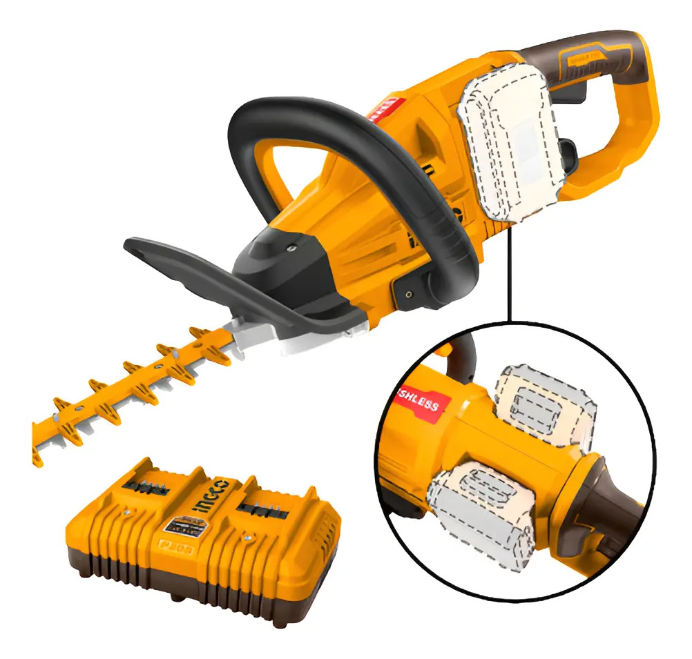 Corta Cerco A Bateria 650mm 40v Bateria P20s Ingco Brushless Color Amarillo - Imagen 2