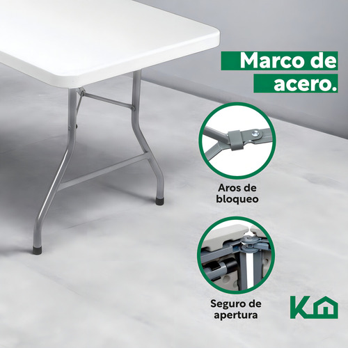 Mesa Plegable 1.80 Mts Portatil Portafolio Eventos Jardin Color Blanco - Imagen 11