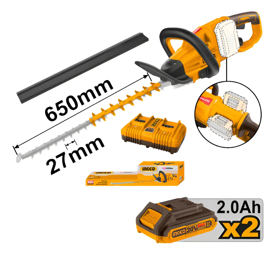 Corta Cerco A Bateria 650mm 40v Bateria P20s Ingco Brushless Color Amarillo