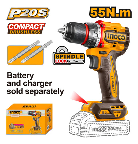 Taladro Atornillador Bateria Ingco 20v P20s 55nm +2 Puntas C - Imagen 3