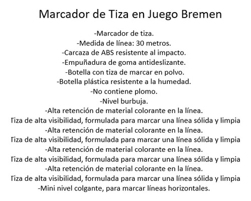 Chocla Trazador Linea 30 Mts Marcador Tira Tiza Hilo Bremen - Imagen 6