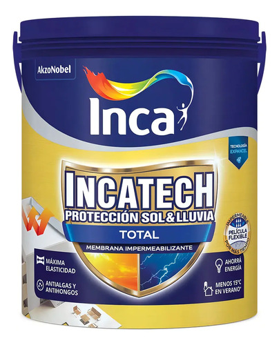 Impermeabilizante Techos Incatech Total Protección 20kg Inca Acabado Brillante Color Blanco