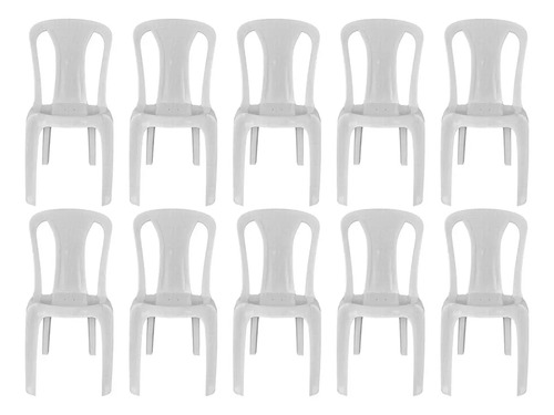 Kit De 10 Sillas Bistró De Plástico Resistentes De Brasil, 182 Kg, Color Blanco - Imagen 2