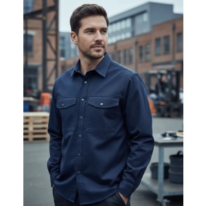 Camisa Básica Trabajo Hombre Azul Manga Larga Bring -tyt