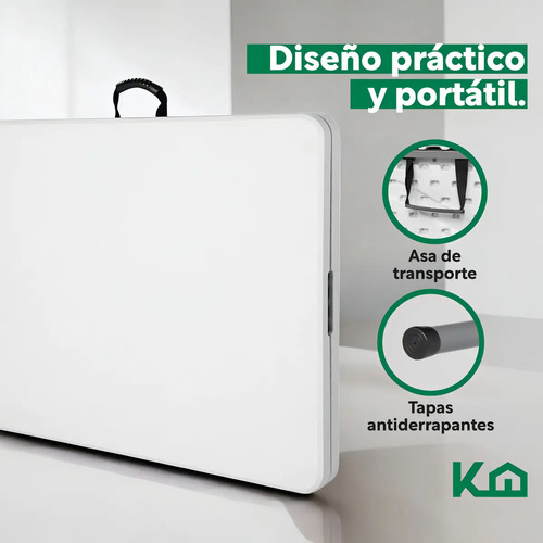 Mesa Plegable 1.80 Mts Portatil Portafolio Eventos Jardin Color Blanco - Imagen 10