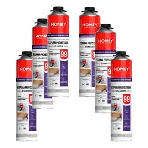 Kit 6 Espumas Poliuretano Proyectable Homey 750 mL Para Pistola