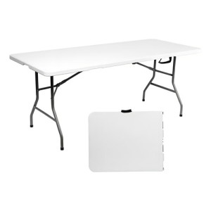 Mesa Plegable Swiss Armor Plástico Acero Blanco 180cm Para Exterior