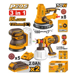 P20s 20v Lijadora Yeso +lijadora +pistola D Pintar+2 Bat Col