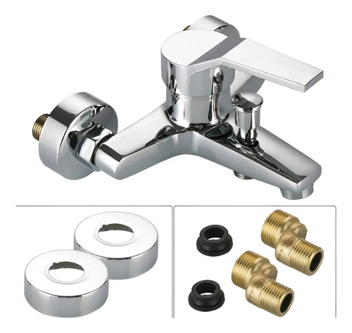 Monocomando Tushop Pileta Baño Acero Inoxidable Brillante Montaje Pared Plateado - Imagen 4