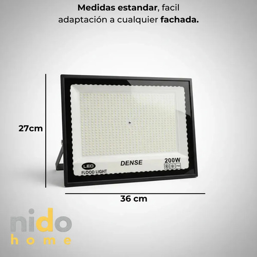 Reflector Led De 200w Con Luz Fría Para Exterior, Ip66 Y Carcasa Negra Negro - Imagen 7