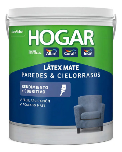 Pintura Látex Interior Blanco Mate Inca 3.6 L Cielorrasos Y