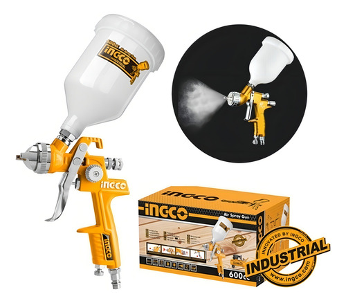 Pistola Pintar 1,4mm Auto Tunig Ingco Asg1061 600cc Color Anaranjado - Imagen 8