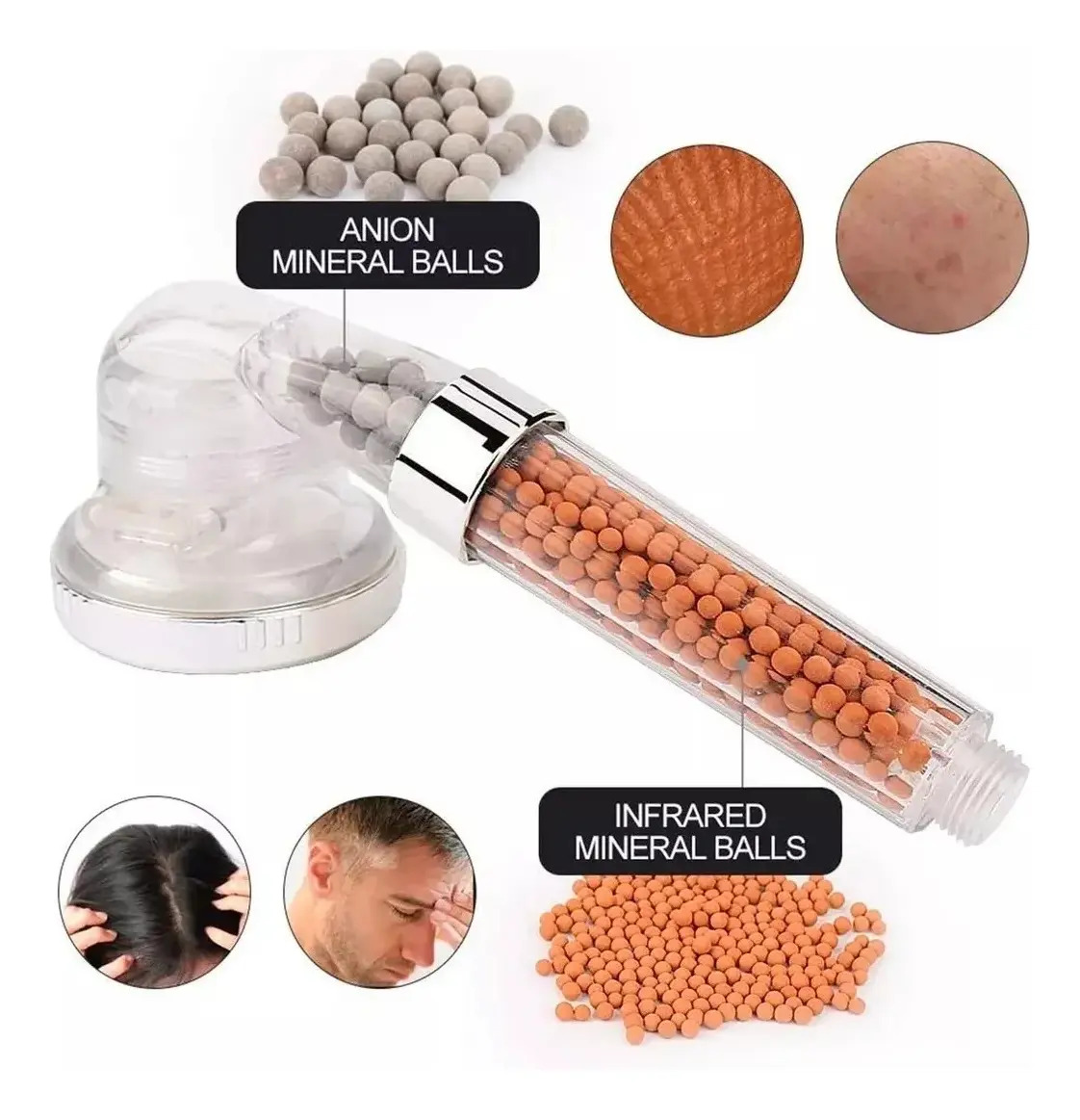 Ducha Duchero Filtro Piedras Volcanicas 3 Funci. Saca Estres - Imagen 6