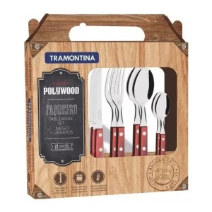 Juego Cubiertos 24 Piezas Polywood - Tramontina Color Rojo