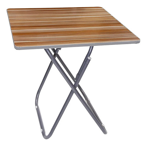 Mesa Plegable En Acero Inoxidable Y Mdf 60x60cm Altura 70cm Marrón Claro/gris - Imagen 2