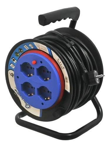 Alargue Electraline 30m Enrollador 4 Schuko 16A Protección Sobrecarga - Imagen 3