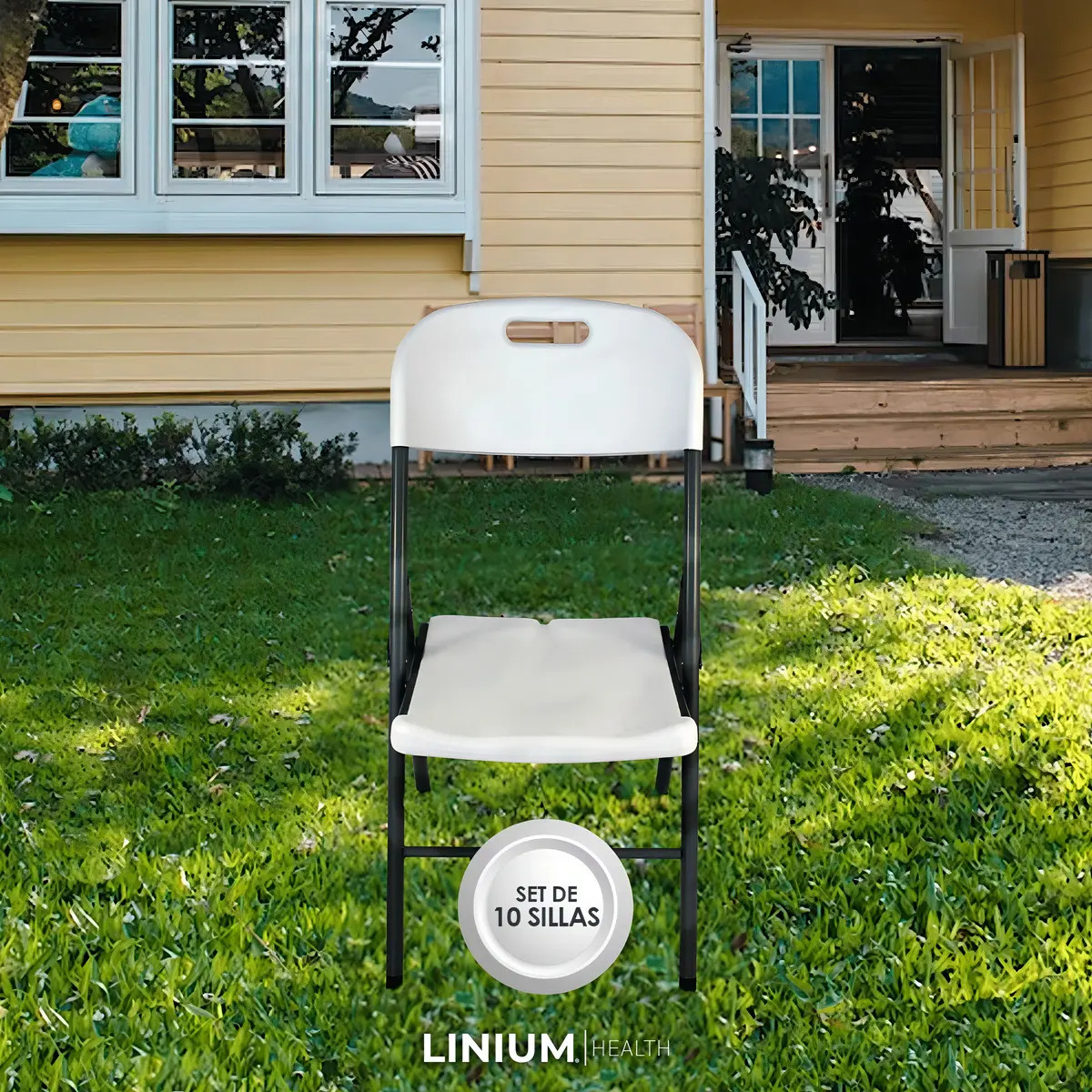 Silla Plegable Linium Eventos Plástico Resistente Set De 10 Color Blanco - Imagen 6