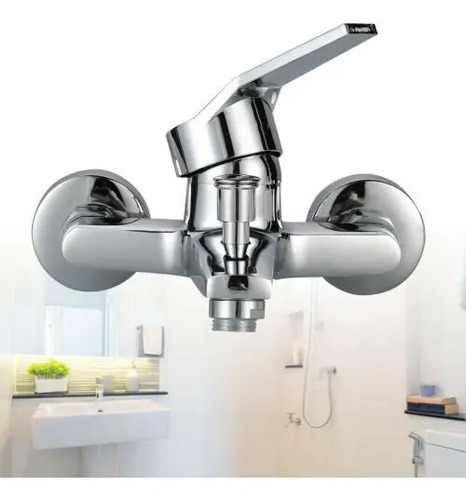 Monocomando Tushop Pileta Baño Acero Inoxidable Brillante Montaje Pared Plateado - Imagen 3