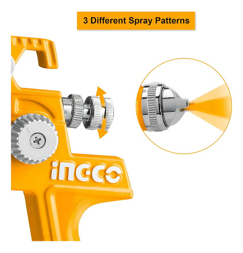 Pistola Pintar 1,4mm Auto Tunig Ingco Asg1061 600cc Color Anaranjado - Imagen 4