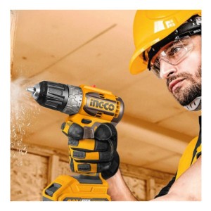 Taladro Atornillador 52nm + 2 Baterias 2ah Y Cargador Ingco Color Amarillo