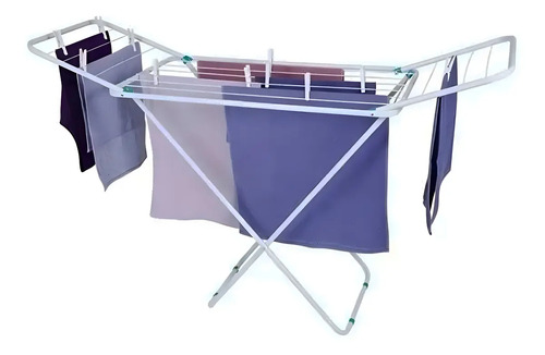 Tender Tendedero Para Ropa Pie Acero Plegable Con Alas Mor Blanco - Imagen 3