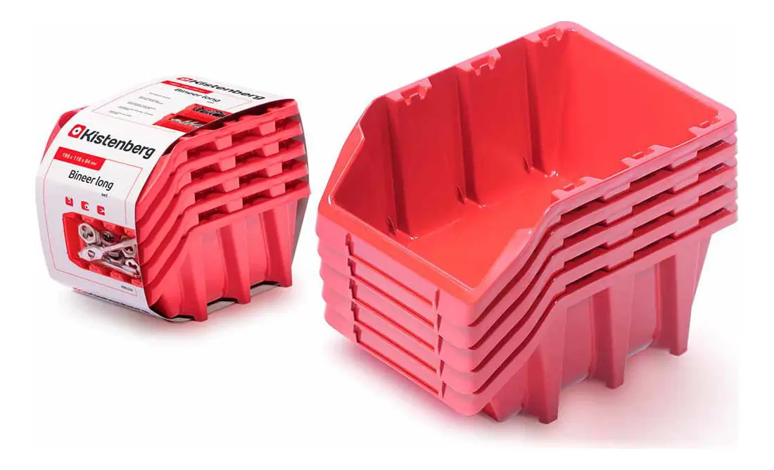 Set De Gavetas Kistenberg Apilables Rojas 6un. 25x16x11cm Kb Rojo