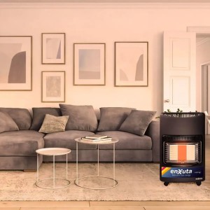 Estufa A Gas Enxuta Eenxgv2 Gris Oscuro Con Válvula De Seguridad Y 3 Niveles De Potencia