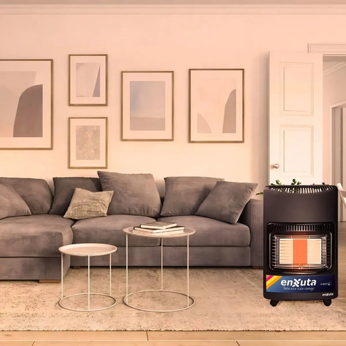 Estufa A Gas Enxuta Eenxgv2 Gris Oscuro Con Válvula De Seguridad Y 3 Niveles De Potencia